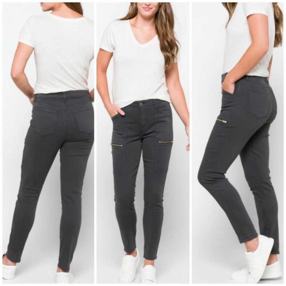 Pistola HANNAH Gray Skinny Moto Zippered Cargo Jeans Size 31
